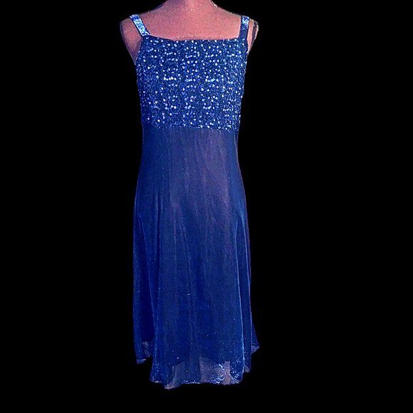 Formal Blue Dress, Midi Dress, Party Dress, Betsy and Adam by Jaslene, Size 14 - Picture 13 of 15